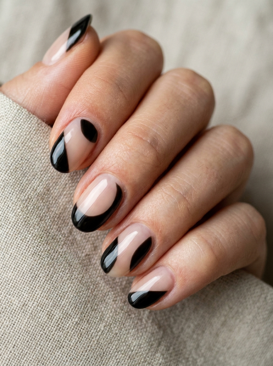 Black Negative Space Nails als Schwarze Nägel Ideen Inspiration 2026